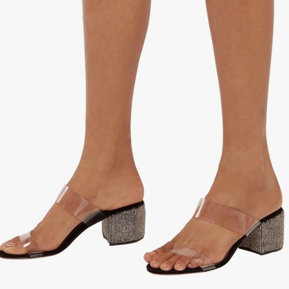 Schutz Block heel studded sandals Victoria Crystal NWT. New in box with dust bag - Picture 3 of 7